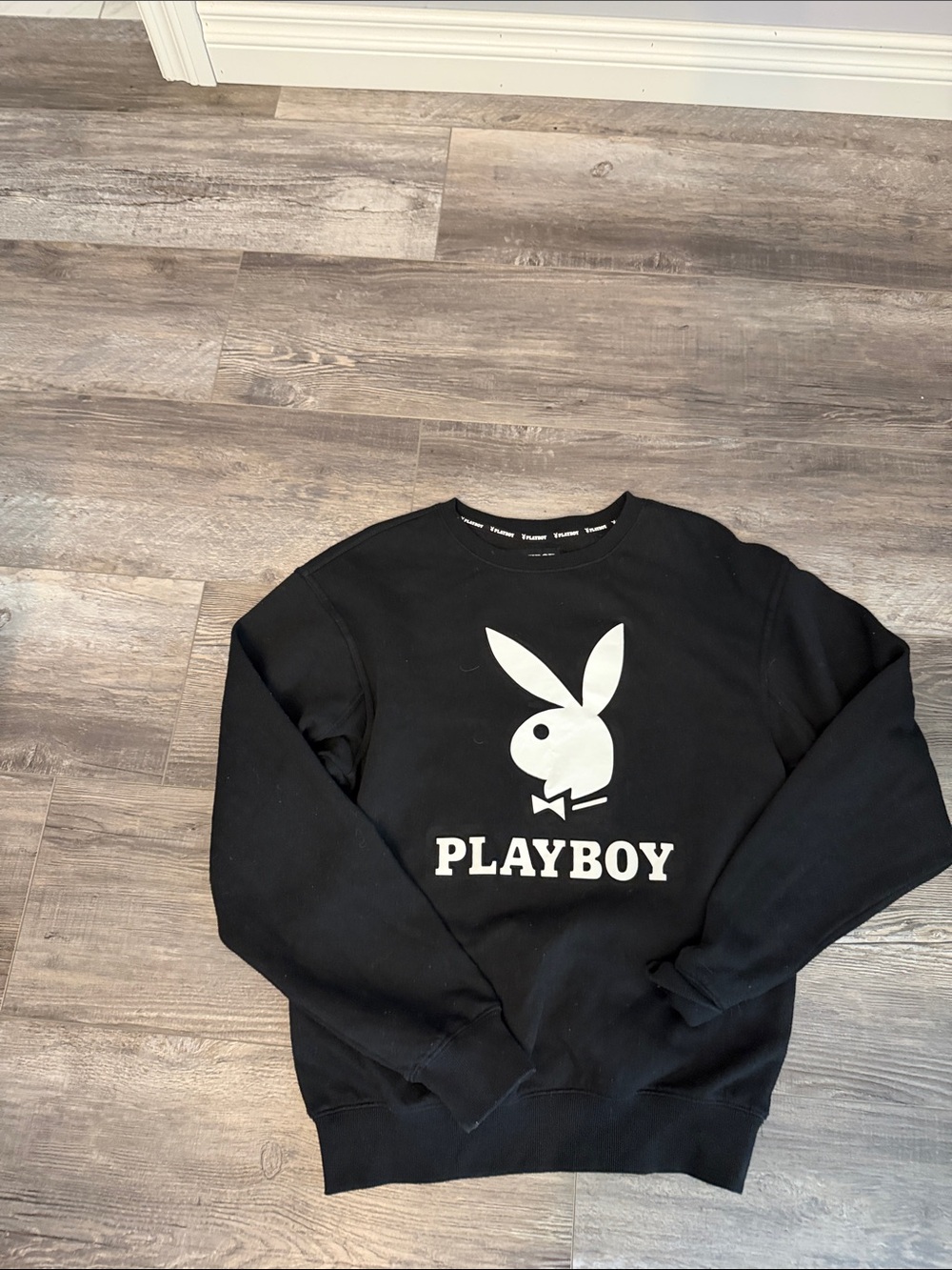 PLAYBOY Black Crewneck with White‎ Bunny Logo